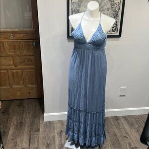 Rue21 NWT (M) Long Light Blue Open Back Dress with Lace